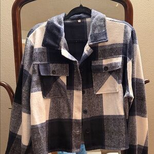 Amazon Women's Plaid Utility Jacket in Black and White